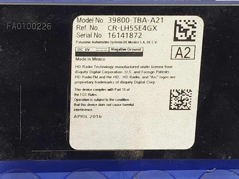 2016-2021 Honda Civic XM Satellite Radio Tuner Module OEM 39800TBAA21