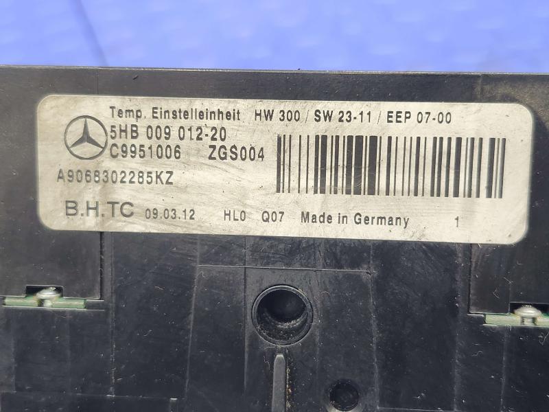 2012 Mercedes Sprinter Heater A/C Control