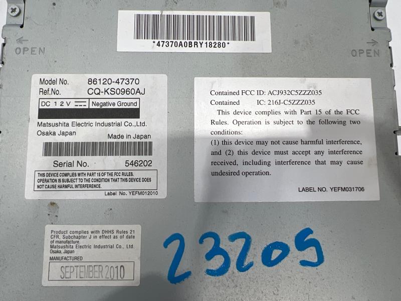 2010 Toyota Prius Audio & Visual Equip.(Radio)