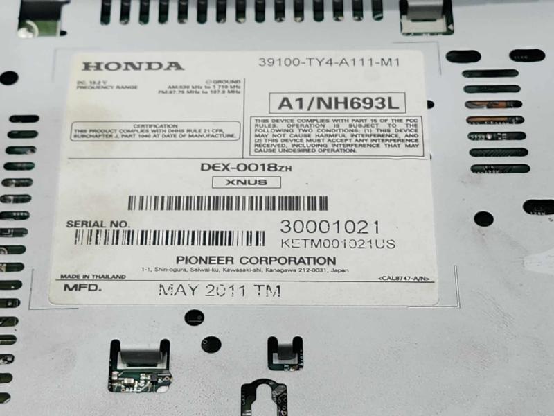 2012 Honda Crosstour 2.4L EX Radio Control Panel Receiver Head Unit OEM 39170TY4A11