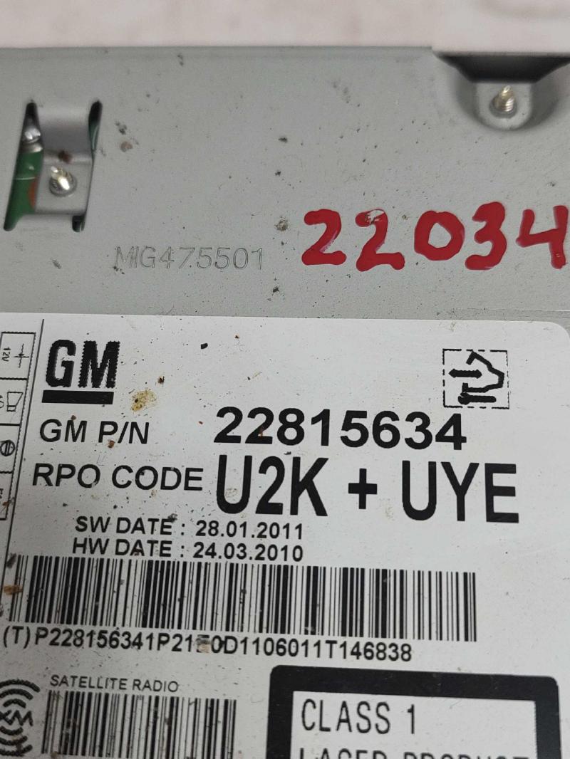 2012 Chevrolet Cruze Audio & Visual Equip.(Radio)