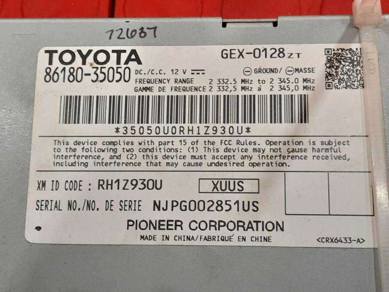 2014-2020 Toyota 4Runner Satellite Radio Receiver Module OEM 8618035050