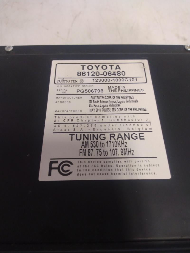 2010 2011 Toyota Camry Radio AM FM Single CD ID 11846 Fujitsu Ten OEM 8612006480