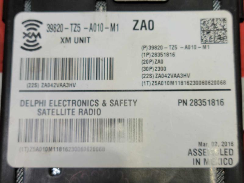2014-2016 Acura MDX XM Satellite Radio Receiver Tuner Module OEM 39820TZ5A01
