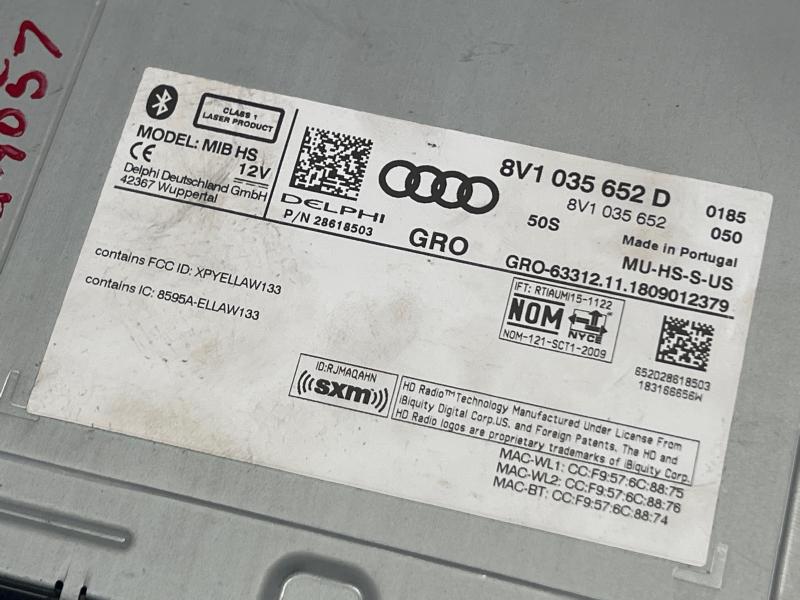 2019-2020 Audi A3 Radio Receiver Assembly Delphi Genuine OEM 8V1035652D
