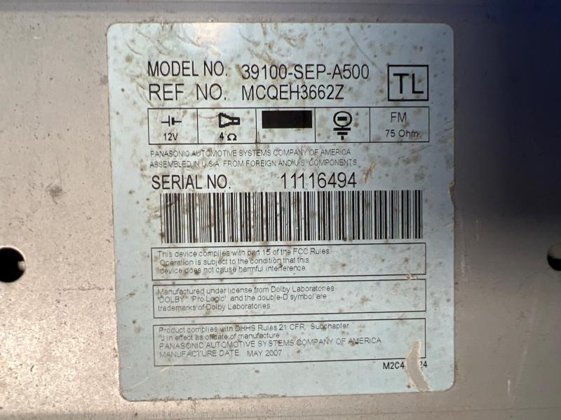 2007 Acura TL Audio & Visual Equip.(Radio)