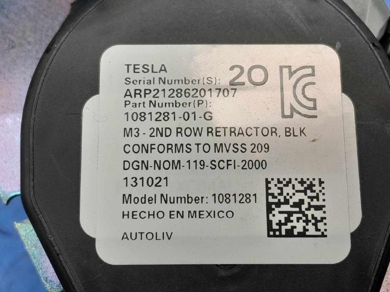 2021 Tesla Model 3 Rear Seat Belt