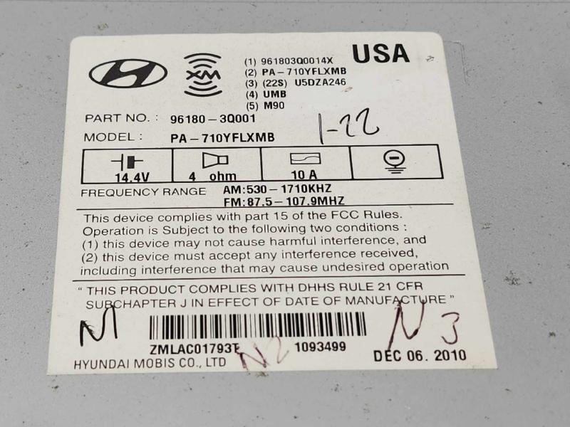 2011 Hyundai Sonata Radio Receiver Head Unit Genuine OEM Part 961803Q001