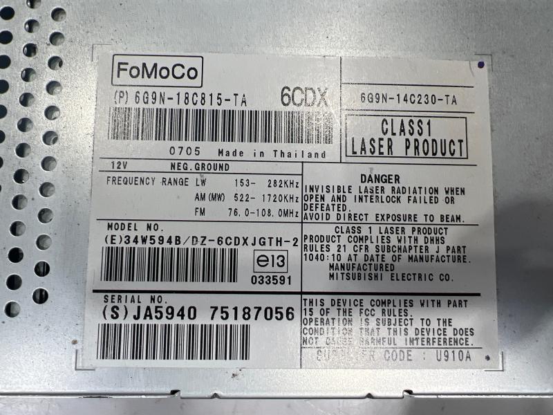 2007 - 2009 Jaguar XK Radio Receiver AM FM CD OEM 6G9N-18C815-TA