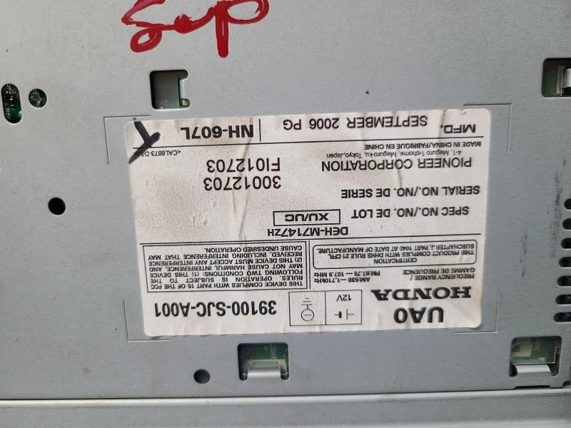 2007 Honda Ridgeline Audio & Visual Equip.(Radio)
