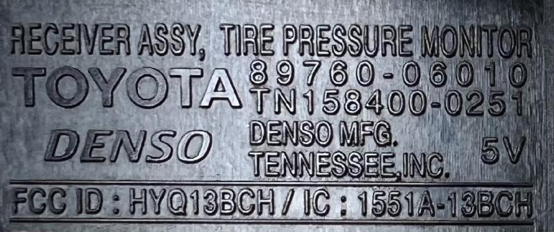 2007-2011 TOYOTA CAMRY TPMS TIRE PRESSURE MONITOR RECIEVER 89760-06010 OEM