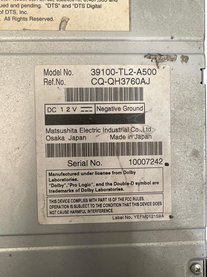 2009 Acura TSX Audio & Visual Equip.(Radio)
