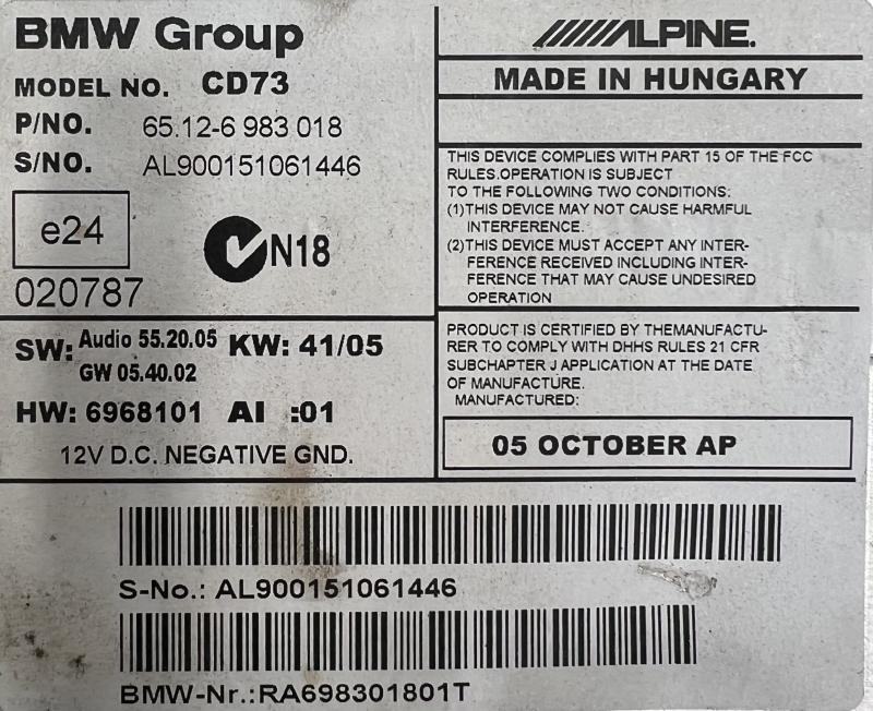 2007 BMW 328i Audio & Visual Equip.(Radio)